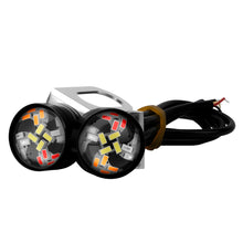 Load image into Gallery viewer, 2Pcs 12V Motorcycle Eagle Eye LED Light 20 LEDs RGB Multicolor &amp; Strobe Brake Warning Light Waterproof Mirror Mount Design
