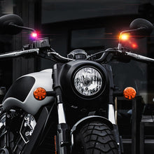 Load image into Gallery viewer, 2Pcs 12V Motorcycle Eagle Eye LED Light 20 LEDs RGB Multicolor &amp; Strobe Brake Warning Light Waterproof Mirror Mount Design

