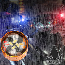 Load image into Gallery viewer, 2Pcs 12V Motorcycle Eagle Eye LED Light 20 LEDs RGB Multicolor &amp; Strobe Brake Warning Light Waterproof Mirror Mount Design

