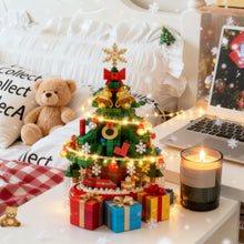Load image into Gallery viewer, Christmas Building Blocks with Clockwork Musical Box DIY Rotating &amp; Light Ornamental Display Christmas Gift Office Desk Festive Decoration
