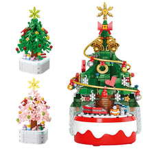 Load image into Gallery viewer, Christmas Building Blocks with Clockwork Musical Box DIY Rotating &amp; Light Ornamental Display Christmas Gift Office Desk Festive Decoration
