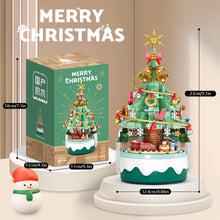 Load image into Gallery viewer, Christmas Building Blocks with Clockwork Musical Box DIY Rotating &amp; Light Ornamental Display Christmas Gift Office Desk Festive Decoration
