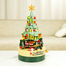 Load image into Gallery viewer, Christmas Building Blocks with Clockwork Musical Box DIY Rotating &amp; Light Ornamental Display Christmas Gift Office Desk Festive Decoration

