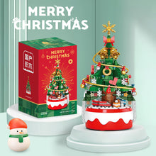 Load image into Gallery viewer, Christmas Building Blocks with Clockwork Musical Box DIY Rotating &amp; Light Ornamental Display Christmas Gift Office Desk Festive Decoration
