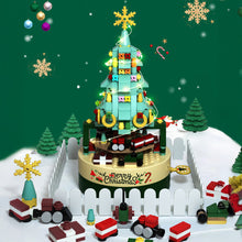 Load image into Gallery viewer, Christmas Building Blocks with Clockwork Musical Box DIY Rotating &amp; Light Ornamental Display Christmas Gift Office Desk Festive Decoration
