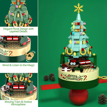 Load image into Gallery viewer, Christmas Building Blocks with Clockwork Musical Box DIY Rotating &amp; Light Ornamental Display Christmas Gift Office Desk Festive Decoration
