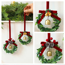 Load image into Gallery viewer, Christmas Hanging Bell Wreath Evergreen Design Flocking Fabric Lightweight &amp; Durable Home Party Window Display Supplies Gift Giving
