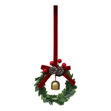 Load image into Gallery viewer, Christmas Hanging Bell Wreath Evergreen Design Flocking Fabric Lightweight &amp; Durable Home Party Window Display Supplies Gift Giving
