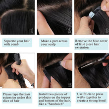 Load image into Gallery viewer, Straight Ugeat Tape in Hair Extensions Human Hair Real Natural Brazilian Remy Hair Seamless Skin Weft For Women
