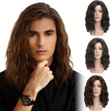 Load image into Gallery viewer, Wig Men's Shoulder-length Curly Hair Handsome Corn Hot Fashion Synthetic Fiber High Temperature Silk Wig Full Head Cover
