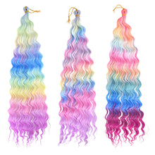 Load image into Gallery viewer, 24inch Hair Water Wave Twist Crochet Hair Synthetic Braid Hair Blonde Wave Braiding Hair Extension Long Curly Hair Crochet Hair Extensions Wig
