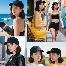 Load image into Gallery viewer, Baseball Cap with Synthetic Hair Synthetic Short Straight Bobo Hat Wigs Baseball Cap Adjustable Black Brown Hairpiece for Women
