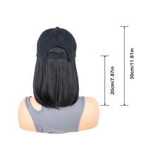 Load image into Gallery viewer, Baseball Cap with Synthetic Hair Synthetic Short Straight Bobo Hat Wigs Baseball Cap Adjustable Black Brown Hairpiece for Women
