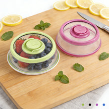 Load image into Gallery viewer, Vacuum Seal Plate Cover Reusable Lightweight Silicone Plastic Press Type Vacuum Airtight Food Lid for Food Fruits Snacks Preservation
