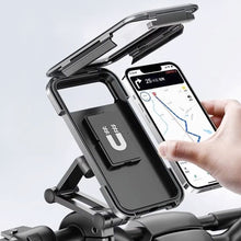 Load image into Gallery viewer, Motorcycle Waterproof All-Enclosed Touch Screen Phone Mount For Electric Bike &amp; Bicycle GPS Navigation Shockproof Vibration Holder with Adjustable Grip
