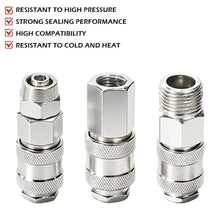 Load image into Gallery viewer, European Style 3-in-1 Self-Locking Quick Connector For Pneumatic Tools &amp; Air Lines G1/4 G1/2 G3/8 Thread Durable Industrial &amp; DIY Accessory
