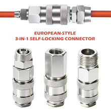 Load image into Gallery viewer, European Style 3-in-1 Self-Locking Quick Connector For Pneumatic Tools &amp; Air Lines G1/4 G1/2 G3/8 Thread Durable Industrial &amp; DIY Accessory
