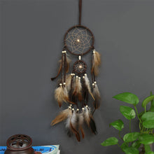 Load image into Gallery viewer, 1Pc Indian Dream Catcher with Brown Feathers Wall Hanging Dream Catcher Bedroom Accessories Wind Chime Dream Catcher
