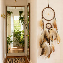 Load image into Gallery viewer, 1Pc Indian Dream Catcher with Brown Feathers Wall Hanging Dream Catcher Bedroom Accessories Wind Chime Dream Catcher
