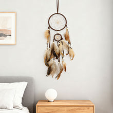 Load image into Gallery viewer, 1Pc Indian Dream Catcher with Brown Feathers Wall Hanging Dream Catcher Bedroom Accessories Wind Chime Dream Catcher
