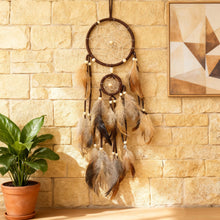 Load image into Gallery viewer, 1Pc Indian Dream Catcher with Brown Feathers Wall Hanging Dream Catcher Bedroom Accessories Wind Chime Dream Catcher
