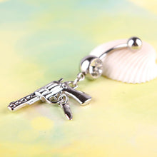 Load image into Gallery viewer, New Retro Jewelry Gun Pistol Stlyle Rhinestone Barbells Navel Belly Button Ring
