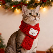 Load image into Gallery viewer, Pet Christmas Scarf Cat Dog New Year Red Bear Warm Scarf Pet Winter Knitted Scarf Cat Collar Puppy Accessories Bow Ties for Dogs
