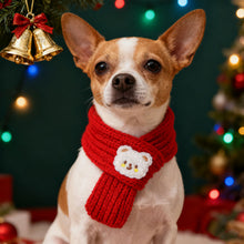 Load image into Gallery viewer, Pet Christmas Scarf Cat Dog New Year Red Bear Warm Scarf Pet Winter Knitted Scarf Cat Collar Puppy Accessories Bow Ties for Dogs
