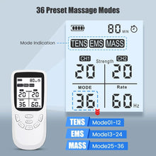 Load image into Gallery viewer, 36 Modes Tens Muscle Stimulator EMS Full Body Massaging Patches Back Waist Knee Digital Tool Muscle Relax Massager
