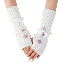 Load image into Gallery viewer, Women Knitted Fingerless Arm Sleeves Gothic Style Striped Winter Long Arm Warmers Girls Y2K Fashion Wrist Gloves
