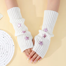 Load image into Gallery viewer, Women Knitted Fingerless Arm Sleeves Gothic Style Striped Winter Long Arm Warmers Girls Y2K Fashion Wrist Gloves
