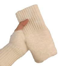 Load image into Gallery viewer, Women's Luxury Imitation Mink Fleece Fingerless Gloves Soft Warm Plush Knitted Half Finger Wrist Mittens Solid Color Winter Writing &amp; Daily Use Gloves
