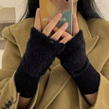 Load image into Gallery viewer, Women's Luxury Imitation Mink Fleece Fingerless Gloves Soft Warm Plush Knitted Half Finger Wrist Mittens Solid Color Winter Writing &amp; Daily Use Gloves
