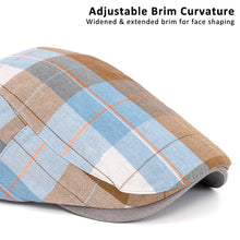 Load image into Gallery viewer, Unisex Colorful Plaid Beret British Retro Newsboy Hat Thin Design Duck Tongue Visor Forward Hat Sun Hat for Spring Summer Autumn Artistic Dad Hat Gift
