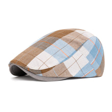 Load image into Gallery viewer, Unisex Colorful Plaid Beret British Retro Newsboy Hat Thin Design Duck Tongue Visor Forward Hat Sun Hat for Spring Summer Autumn Artistic Dad Hat Gift
