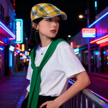 Load image into Gallery viewer, Unisex Colorful Plaid Beret British Retro Newsboy Hat Thin Design Duck Tongue Visor Forward Hat Sun Hat for Spring Summer Autumn Artistic Dad Hat Gift
