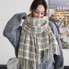 Load image into Gallery viewer, Winter Striped Checkered Retro Scarf Women's Scarf Warm Thick Neckerchief Shawl High-End Tassels Scarf Cold Weather Accessories
