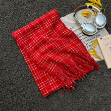 Load image into Gallery viewer, Winter Striped Checkered Retro Scarf Women's Scarf Warm Thick Neckerchief Shawl High-End Tassels Scarf Cold Weather Accessories
