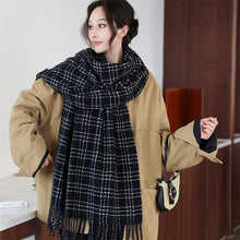 Load image into Gallery viewer, Winter Striped Checkered Retro Scarf Women's Scarf Warm Thick Neckerchief Shawl High-End Tassels Scarf Cold Weather Accessories
