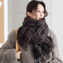 Load image into Gallery viewer, Winter Striped Checkered Retro Scarf Women's Scarf Warm Thick Neckerchief Shawl High-End Tassels Scarf Cold Weather Accessories
