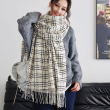 Load image into Gallery viewer, Winter Striped Checkered Retro Scarf Women's Scarf Warm Thick Neckerchief Shawl High-End Tassels Scarf Cold Weather Accessories
