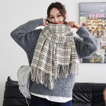 Load image into Gallery viewer, Winter Striped Checkered Retro Scarf Women's Scarf Warm Thick Neckerchief Shawl High-End Tassels Scarf Cold Weather Accessories
