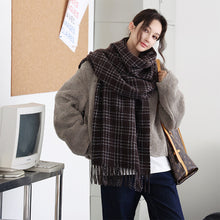 Load image into Gallery viewer, Winter Striped Checkered Retro Scarf Women's Scarf Warm Thick Neckerchief Shawl High-End Tassels Scarf Cold Weather Accessories
