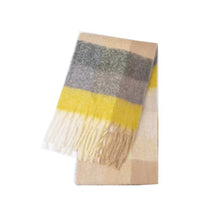 Load image into Gallery viewer, Winter Rainbow Checkered Scarf Mohair Colorful Thick Warm Neckerchief Tessel Scarf Shawl Cold Weather Accessories
