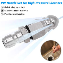 Load image into Gallery viewer, Professional Pressure Washer Drain Cleaning Nozzle High Pressure Water Jet Pipe Unclogging Tool Steel Sewer &amp; Pipe Maintenance Accessory Anti-Clogging
