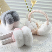 Load image into Gallery viewer, Winter Color-Blocking Fluffy Ear Cups Cute Plush Earmuffs Outdoor Ear Covers Foldable Earflap Women Gift
