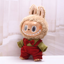 Load image into Gallery viewer, Daily Christmas Spring Outfit Set For 38cm Labubu Doll Color Match Eye Sticker Pin For Love Overalls Skirt Dress Clothing Accessories
