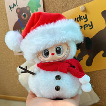 Load image into Gallery viewer, For 17cm Labubu Clothes Christmas Snowman Dress Up Hat and scarf set Doll Accessories Labubu Christmas Outfit Kids Gift
