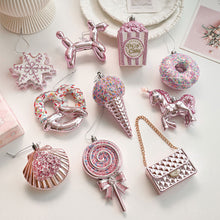 Load image into Gallery viewer, 1PC Christmas Hanging Pendant 3D Pink Powder Plastic Snowflake Xmas Tree Decor for Holiday Wedding Party Home
