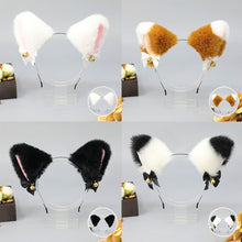 Load image into Gallery viewer, Cute Anime Lolita Cat Fox Fur Ear Headband Ribbon Bow Bell Hair Clip Masquerade Birthday Party Cosplay Hair Accessories

